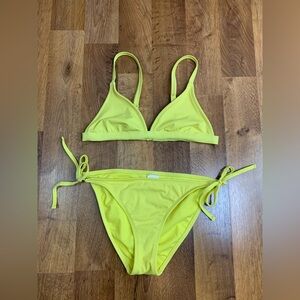 Xhiliration Women’s 8 10 Yellow String Bikini Swimsuit Top M Bottoms L